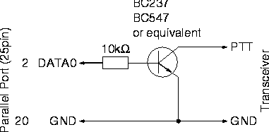 PTT keying circuitry for LPT ports